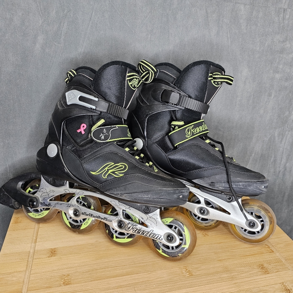 K2 Womens Roller Blades Pink Ribbon Breast Cancer Inline Skates 8.5 Us